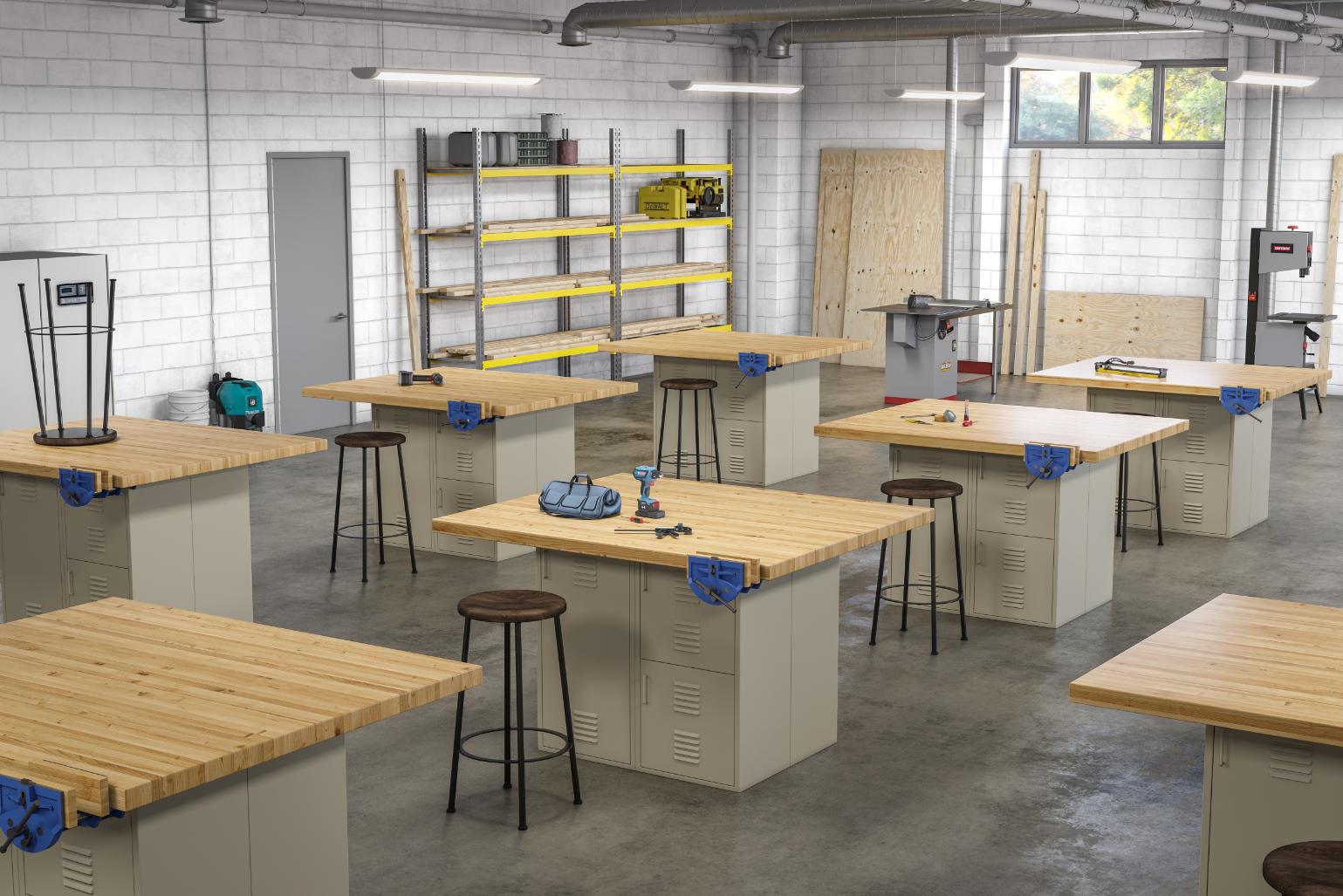 st germains cabinet butcher block workbench education school shop garage